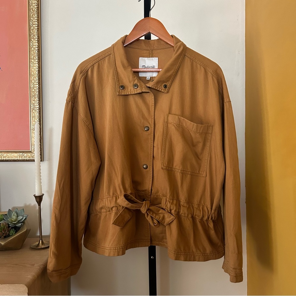 Madewell Southlake Military Jacket Waist Tie Utility Field Minimalist Tan Size L - Picture 4 of 10